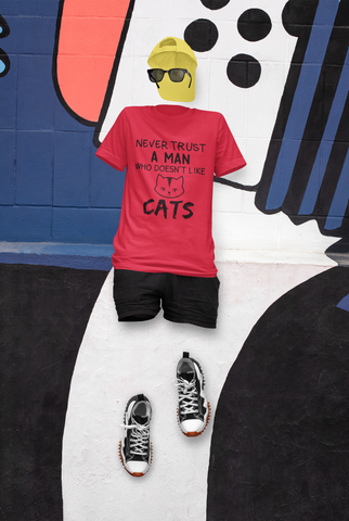 Unisex Classic Crew T-Shirt - 'CATS' Humor Graphic with Minimalist Cat Face Design