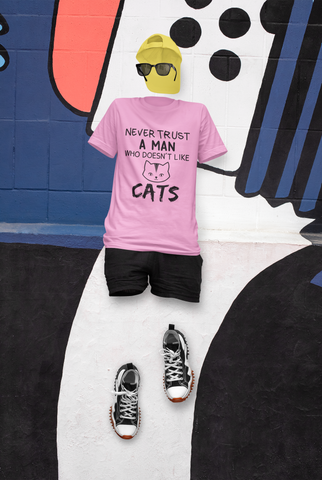 Unisex Classic Crew T-Shirt - 'CATS' Humor Graphic with Minimalist Cat Face Design