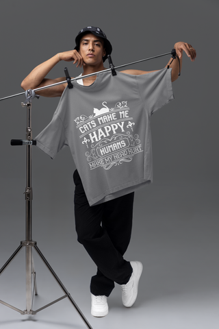 Unisex Classic Crew T-Shirt - 'Cat Lovers Unite' Humorous Text Design with Vintage Flair | Bold Monochrome Cat Silhouette & Whimsical Typography