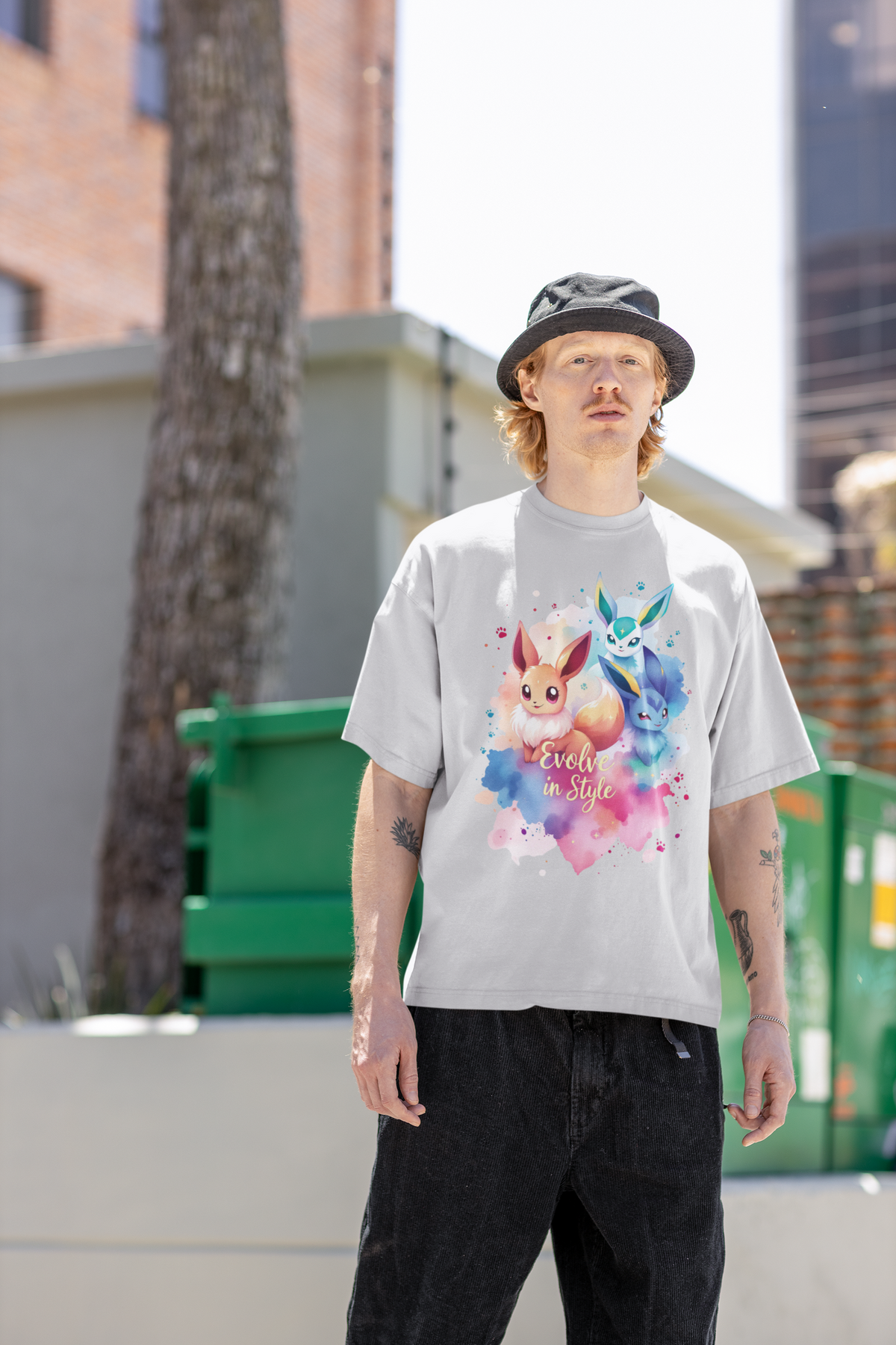 Evolve in Style – Eevee Evolution Unisex Oversized Pokémon T-Shirt for Anime & Gaming Fans