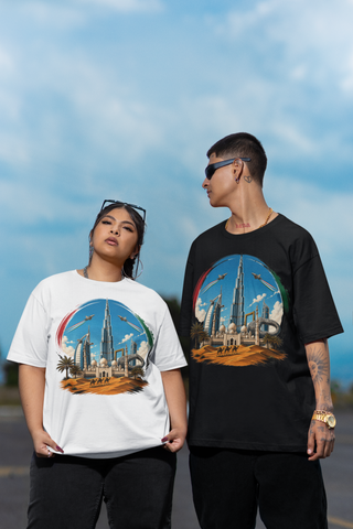 UAE Landscape Unisex Oversized Classic T-Shirt – Iconic Cityscape Design
