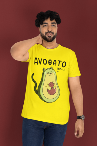 Unisex Classic Crew T-Shirt with Whimsical Avogato Design – Playful Avocado-Cat Hybrid Graphic
