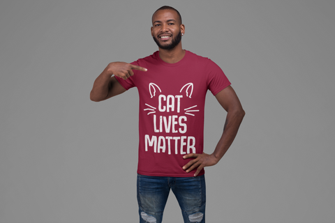 Unisex Classic Crew T-Shirt - 'CAT LIVES MATTER' Bold Vintage Design with Whimsical Cat Graphics, Monochrome Humor for Cat Lovers