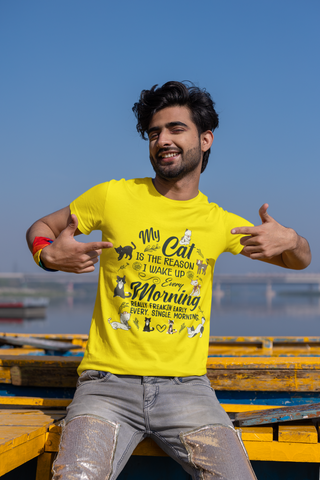 Unisex Classic Crew T-Shirt - Humorous Cat Lover's Design with Playful Graphics & Text in Navy Blue