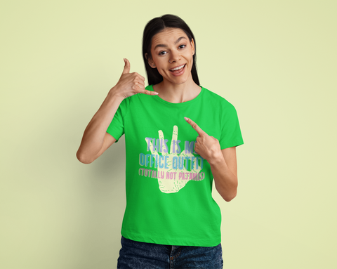 Women’s Black Cotton T-Shirt – “This Is My Office Outfit (Totally Not Pajamas)” Funny Graphic Tee