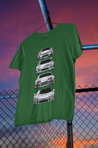 JDM Legends Oversized T-Shirt – Skyline GT-R, Silvia, Supra & RX7 Graphic Tee | Unisex Heavyweight Cotton Streetwear