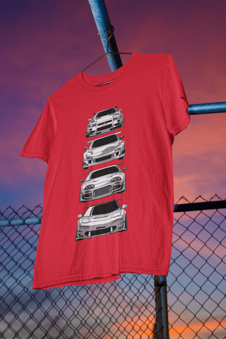 JDM Legends Oversized T-Shirt – Skyline GT-R, Silvia, Supra & RX7 Graphic Tee | Unisex Heavyweight Cotton Streetwear