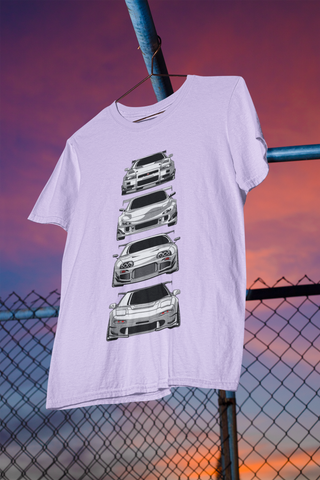 JDM Legends Oversized T-Shirt – Skyline GT-R, Silvia, Supra & RX7 Graphic Tee | Unisex Heavyweight Cotton Streetwear