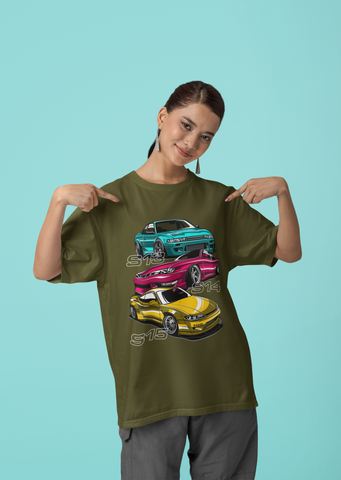 Nissan Silvia S13 S14 S15 Oversized T-Shirt – JDM Drift Car Graphic Unisex Streetwear | 240 GSM Cotton