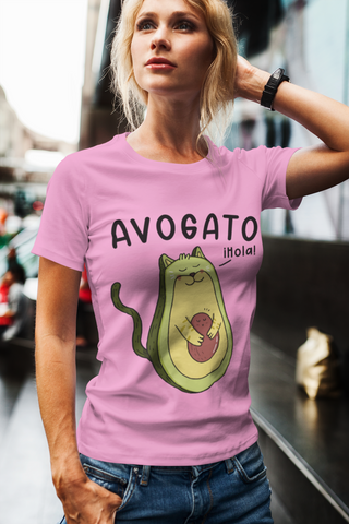 Unisex Classic Crew T-Shirt with Whimsical Avogato Design – Playful Avocado-Cat Hybrid Graphic