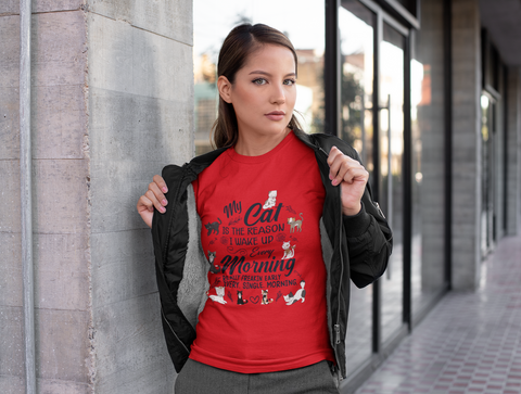 Unisex Classic Crew T-Shirt - Humorous Cat Lover's Design with Playful Graphics & Text in Navy Blue