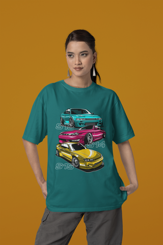Nissan Silvia S13 S14 S15 Oversized T-Shirt – JDM Drift Car Graphic Unisex Streetwear | 240 GSM Cotton