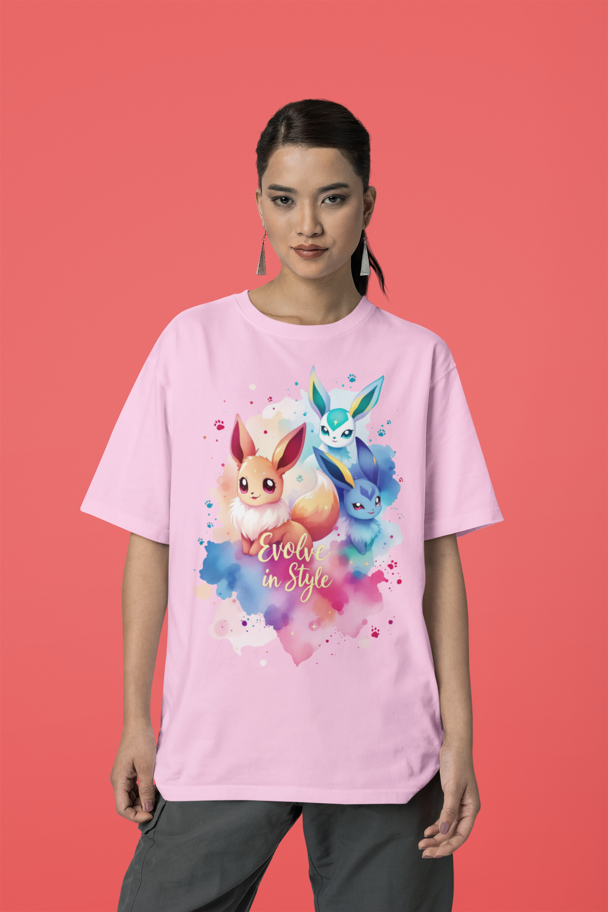 Evolve in Style – Eevee Evolution Unisex Oversized Pokémon T-Shirt for Anime & Gaming Fans