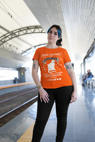 Unisex Gothic Mystical Cat T-Shirt - Salem Sanctuary Witchy Design with Moon Phases & Stars