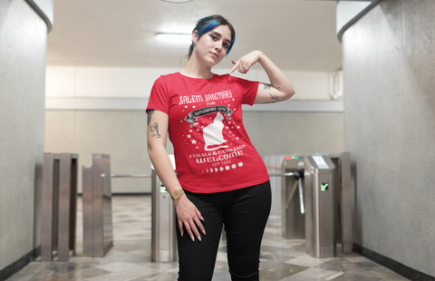 Unisex Gothic Mystical Cat T-Shirt - Salem Sanctuary Witchy Design with Moon Phases & Stars