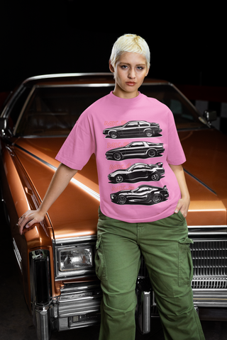 Unisex Oversized Car Evolution T-Shirt – MK2 MK3 MK4 MK5 Sports Car Graphic Tee | Heavyweight 240 GSM Cotton