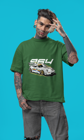 Porsche 964 Racing Oversized T-Shirt – JDM Euro Car Graphic Unisex Streetwear | 240 GSM Cotton