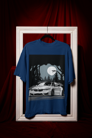 BMW M4 Oversized T-Shirt – Midnight Forest Graphic Car Tee | 240 GSM Heavyweight Cotton Unisex Streetwear