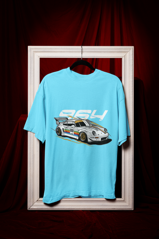 Porsche 964 Racing Oversized T-Shirt – JDM Euro Car Graphic Unisex Streetwear | 240 GSM Cotton
