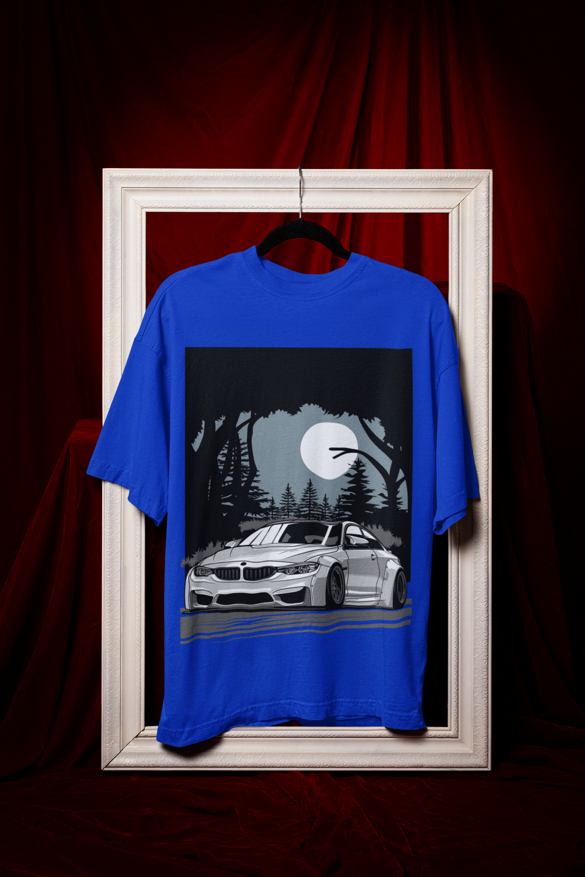 BMW M4 Oversized T-Shirt – Midnight Forest Graphic Car Tee | 240 GSM Heavyweight Cotton Unisex Streetwear