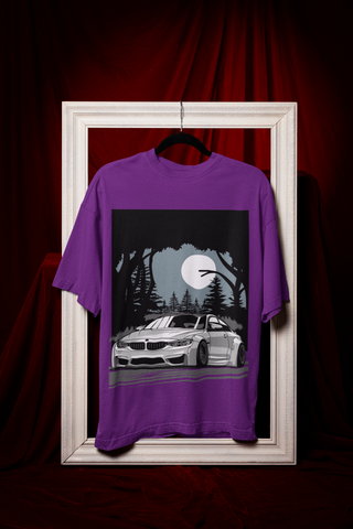 BMW M4 Oversized T-Shirt – Midnight Forest Graphic Car Tee | 240 GSM Heavyweight Cotton Unisex Streetwear