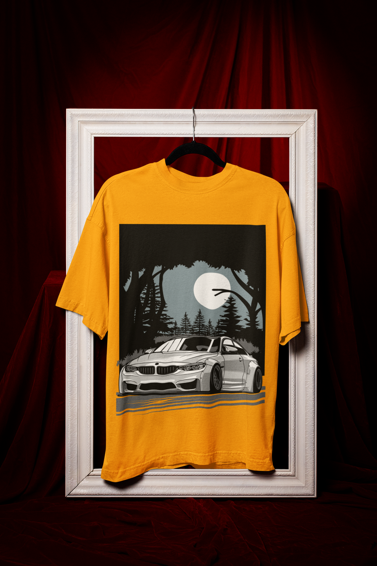 BMW M4 Oversized T-Shirt – Midnight Forest Graphic Car Tee | 240 GSM Heavyweight Cotton Unisex Streetwear
