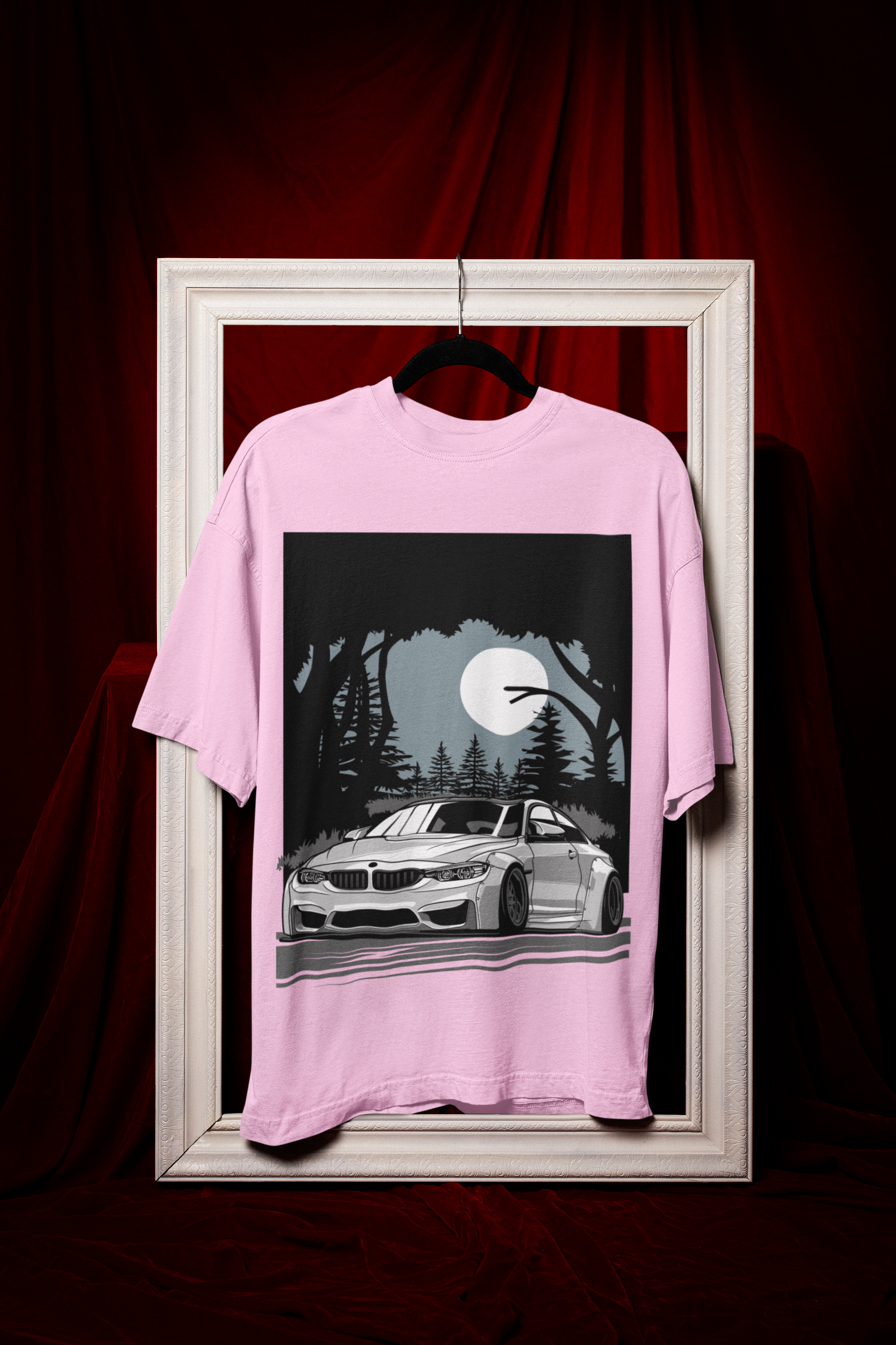 BMW M4 Oversized T-Shirt – Midnight Forest Graphic Car Tee | 240 GSM Heavyweight Cotton Unisex Streetwear