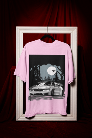 BMW M4 Oversized T-Shirt – Midnight Forest Graphic Car Tee | 240 GSM Heavyweight Cotton Unisex Streetwear