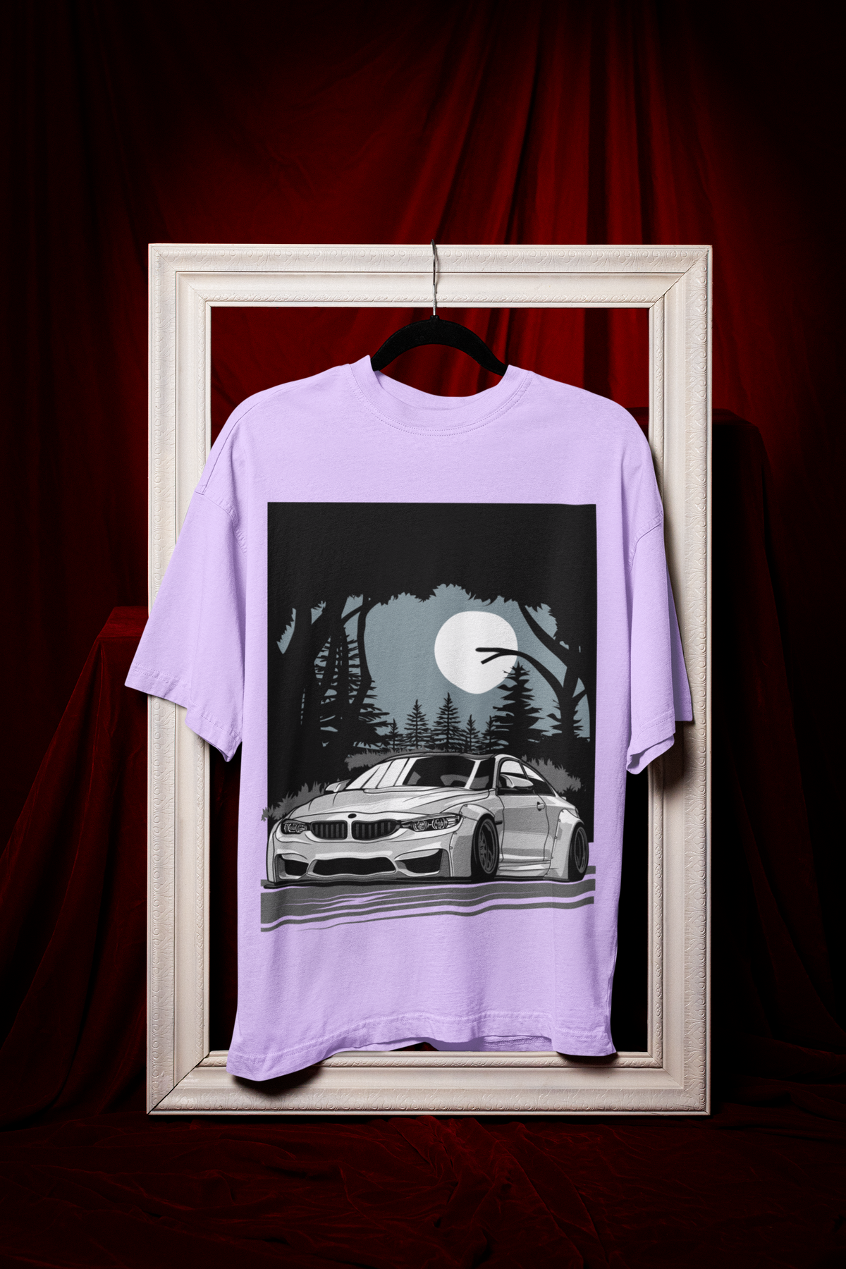 BMW M4 Oversized T-Shirt – Midnight Forest Graphic Car Tee | 240 GSM Heavyweight Cotton Unisex Streetwear