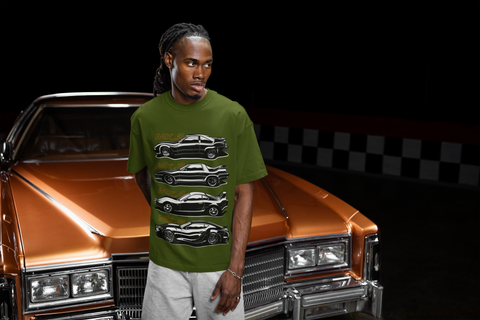 Unisex Oversized Car Evolution T-Shirt – MK2 MK3 MK4 MK5 Sports Car Graphic Tee | Heavyweight 240 GSM Cotton