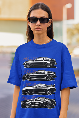 Unisex Oversized Car Evolution T-Shirt – MK2 MK3 MK4 MK5 Sports Car Graphic Tee | Heavyweight 240 GSM Cotton