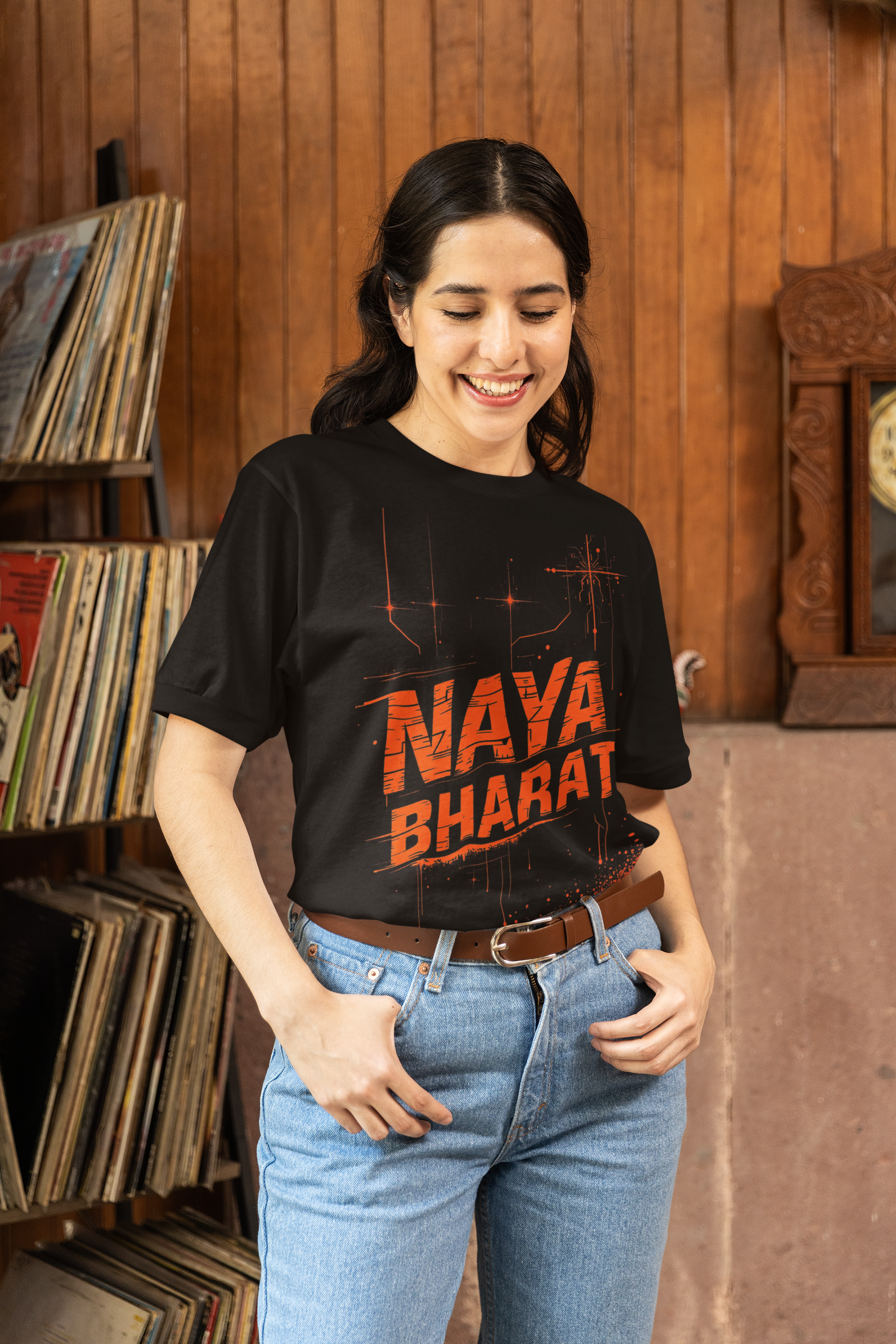 Naya Bharat T-Shirt – Bold Patriotic Graphic Tee | Modern India Inspired Shirt for Men & Women | Digital Bharat T-Shirt