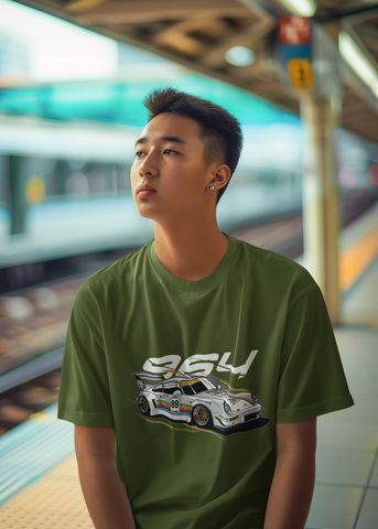 Porsche 964 Racing Oversized T-Shirt – JDM Euro Car Graphic Unisex Streetwear | 240 GSM Cotton