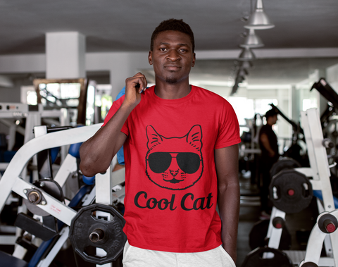 Cool Cat Unisex T-Shirt - Humorous Sunglasses Cat Graphic & Text Design, Monochrome Style