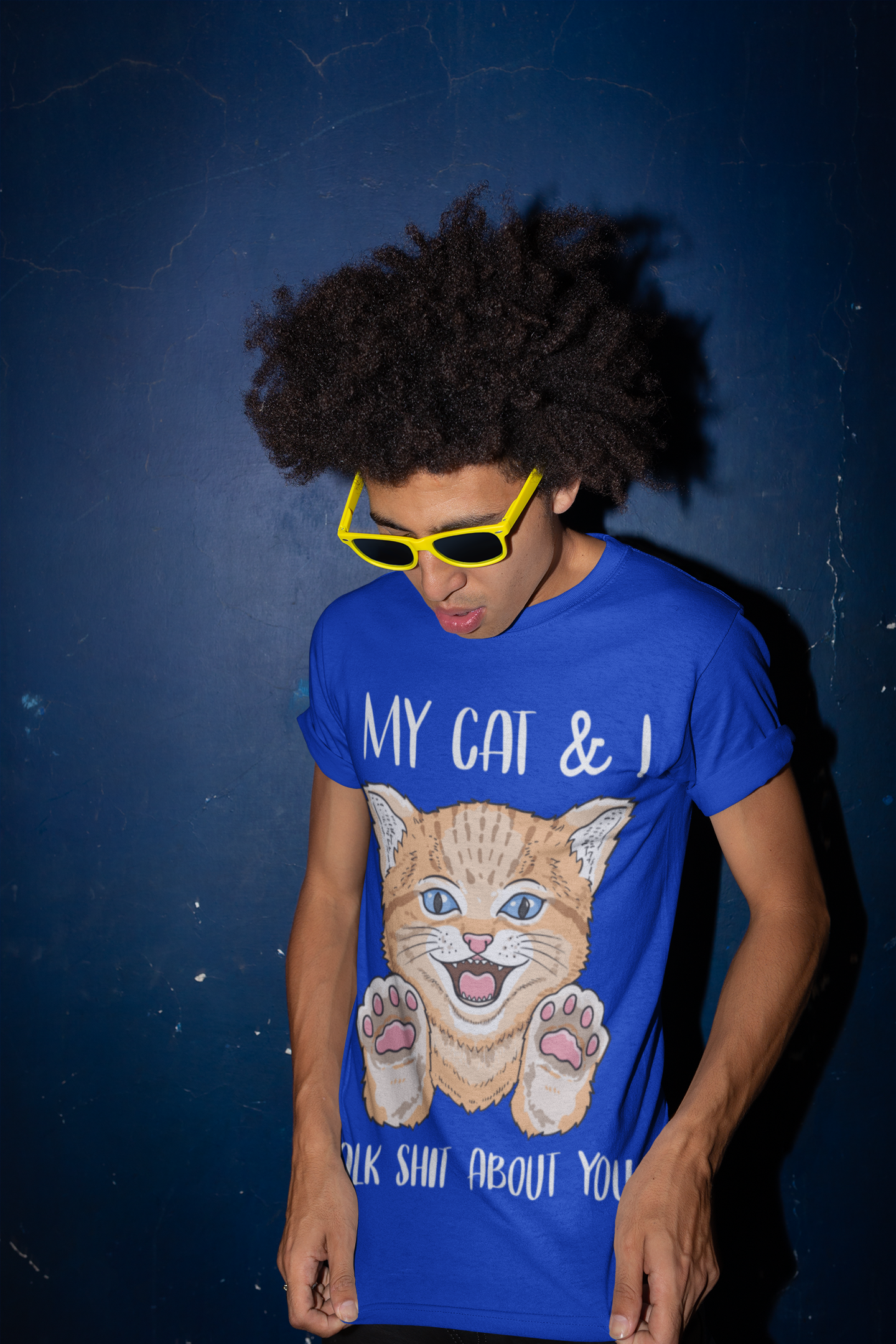 Playful Cat Lover's Unisex T-Shirt - Humorous Graphic & Text Design with Bold Colors