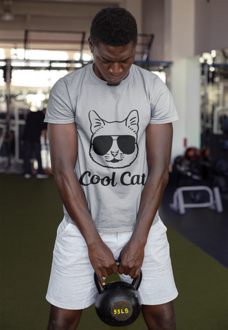 Cool Cat Unisex T-Shirt - Humorous Sunglasses Cat Graphic & Text Design, Monochrome Style