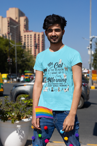 Unisex Classic Crew T-Shirt - Humorous Cat Lover's Design with Playful Graphics & Text in Navy Blue