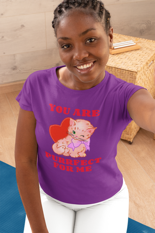 You Are Purrfect For Me T-Shirt – Cute Cat Lover Valentine Tee for Women