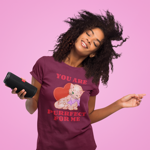 You Are Purrfect For Me T-Shirt – Cute Cat Lover Valentine Tee for Women