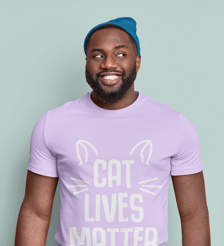 Unisex Classic Crew T-Shirt - 'CAT LIVES MATTER' Bold Vintage Design with Whimsical Cat Graphics, Monochrome Humor for Cat Lovers
