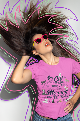 Unisex Classic Crew T-Shirt - Humorous Cat Lover's Design with Playful Graphics & Text in Navy Blue