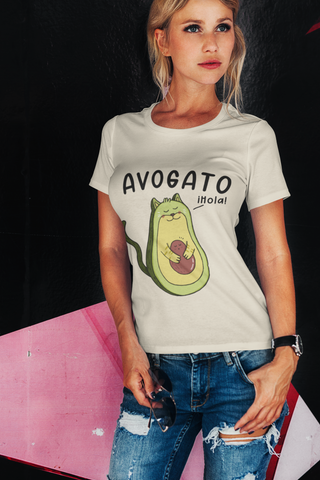 Unisex Classic Crew T-Shirt with Whimsical Avogato Design – Playful Avocado-Cat Hybrid Graphic