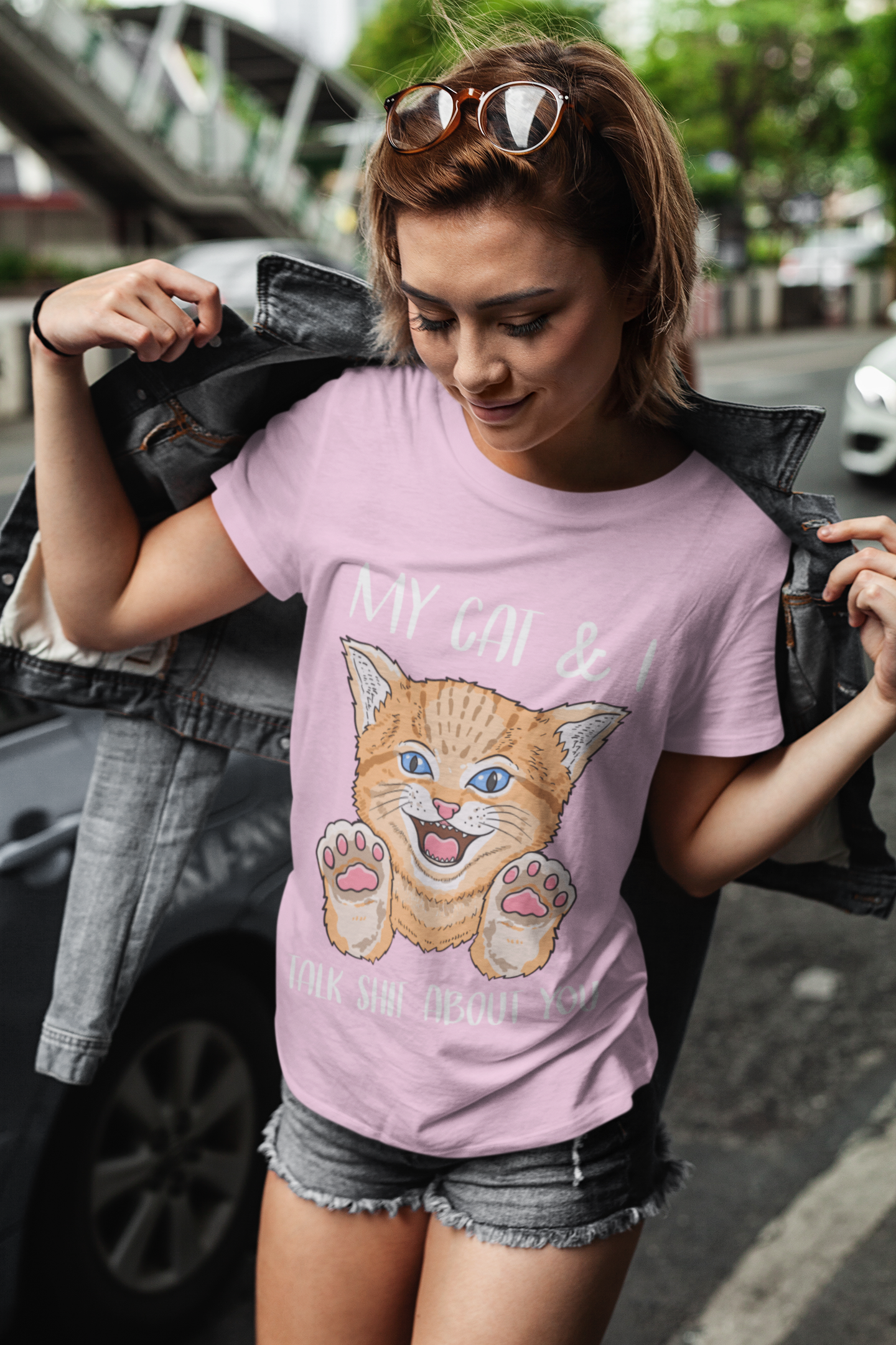 Playful Cat Lover's Unisex T-Shirt - Humorous Graphic & Text Design with Bold Colors