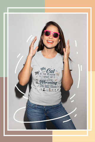 Unisex Classic Crew T-Shirt - Humorous Cat Lover's Design with Playful Graphics & Text in Navy Blue
