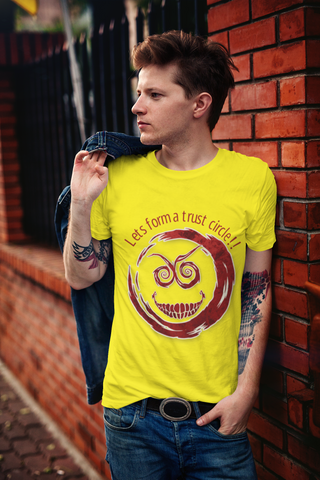 “Let’s Form a Trust Circle!!” Blood on the Clocktower T-Shirt – Classic Fit | Creepy Grin Game Night Tee by Meraki Thread