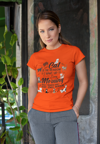 Unisex Classic Crew T-Shirt - Humorous Cat Lover's Design with Playful Graphics & Text in Navy Blue