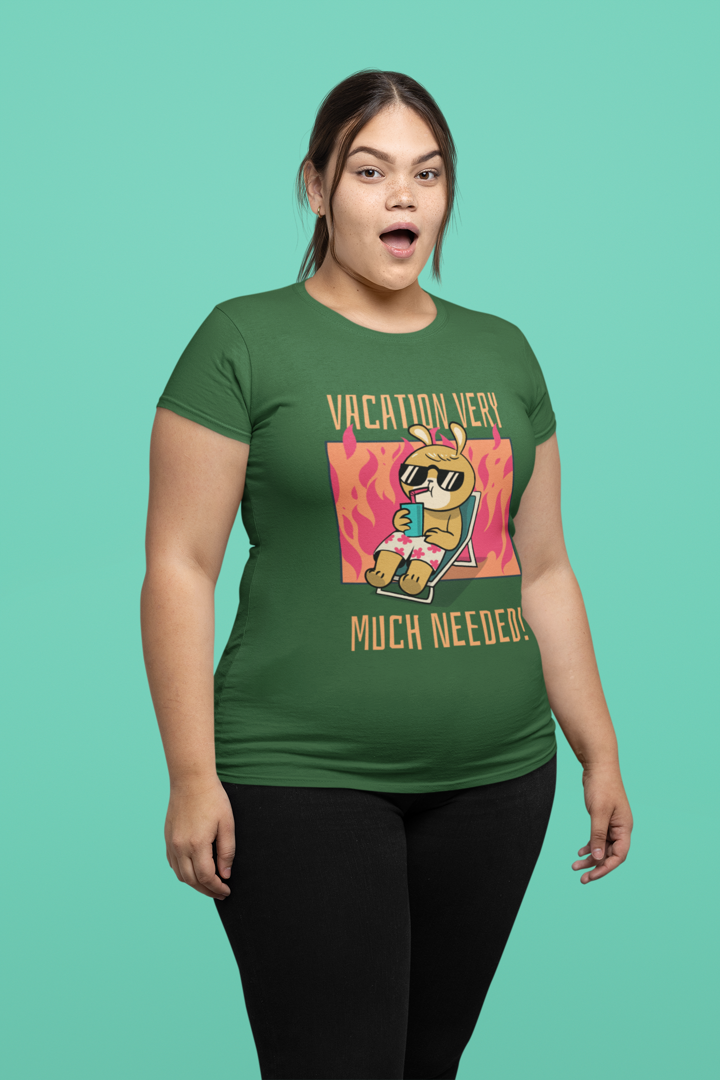 Women’s Black Cotton T-Shirt – “Vacation Very Much Needed!” Funny Holiday Graphic Tee