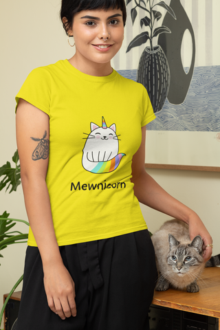 Mewnicorn T-Shirt – Cute Unicorn Cat Tee for Women in Grey