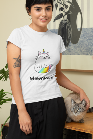 Mewnicorn T-Shirt – Cute Unicorn Cat Tee for Women in Grey