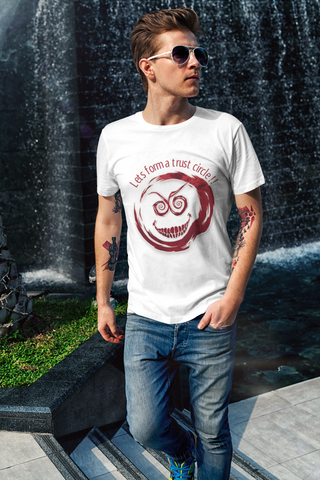 “Let’s Form a Trust Circle!!” Blood on the Clocktower T-Shirt – Classic Fit | Creepy Grin Game Night Tee by Meraki Thread